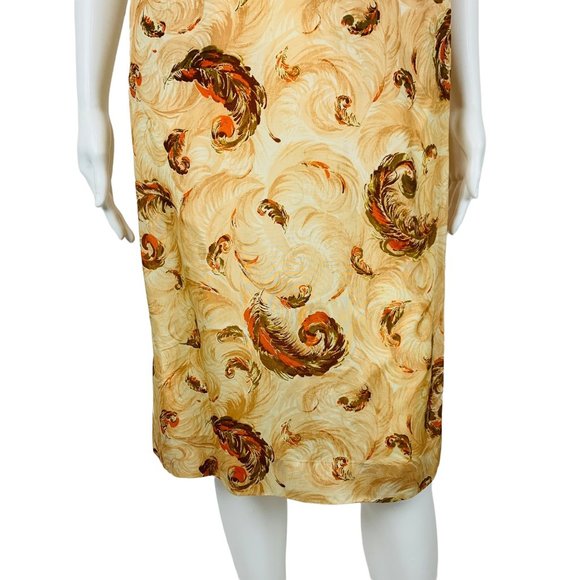 Vintage 1950s Novelty Print Dress Brown Feathers V Neck Wiggle Pin Up | W 25" - Picture 14 of 14